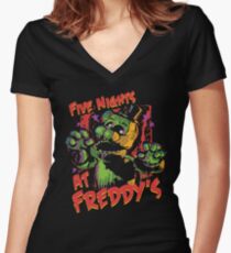 Five Nights At Freddy's Phantom Freddy Women's Fitted V-Neck T-Shirt