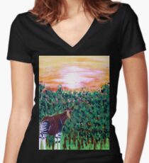 The Lonely Okapi Women's Fitted V-Neck T-Shirt