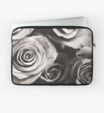 Medium format analog black and white photo of white rose flowers Laptop Sleeve