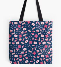 Rosa und Blau Krankenschwester Pattern Tote Bag