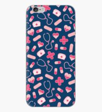 Pink and Blue Nurse Pattern iPhone Case