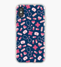 Pink and Blue Nurse Pattern iPhone Case