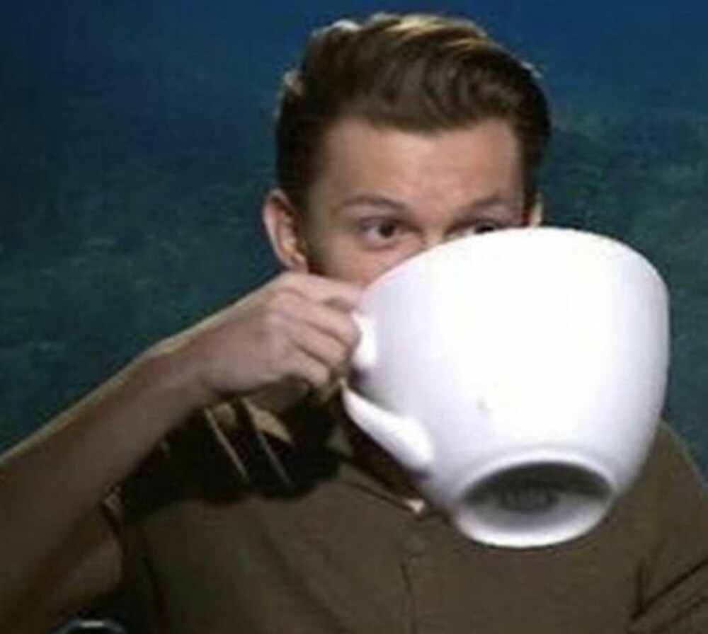 Tom Holland Drinking From Giant Teacup By Felix Nelson Redbubble
