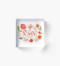 Schmetterlinge und Blumen der Mutter Tages Acrylblock