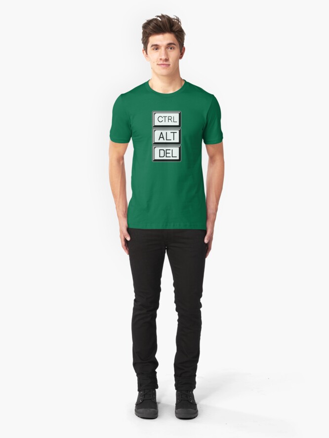 Alternate view of Control Alt Delete Computer User Art Slim Fit T-Shirt
