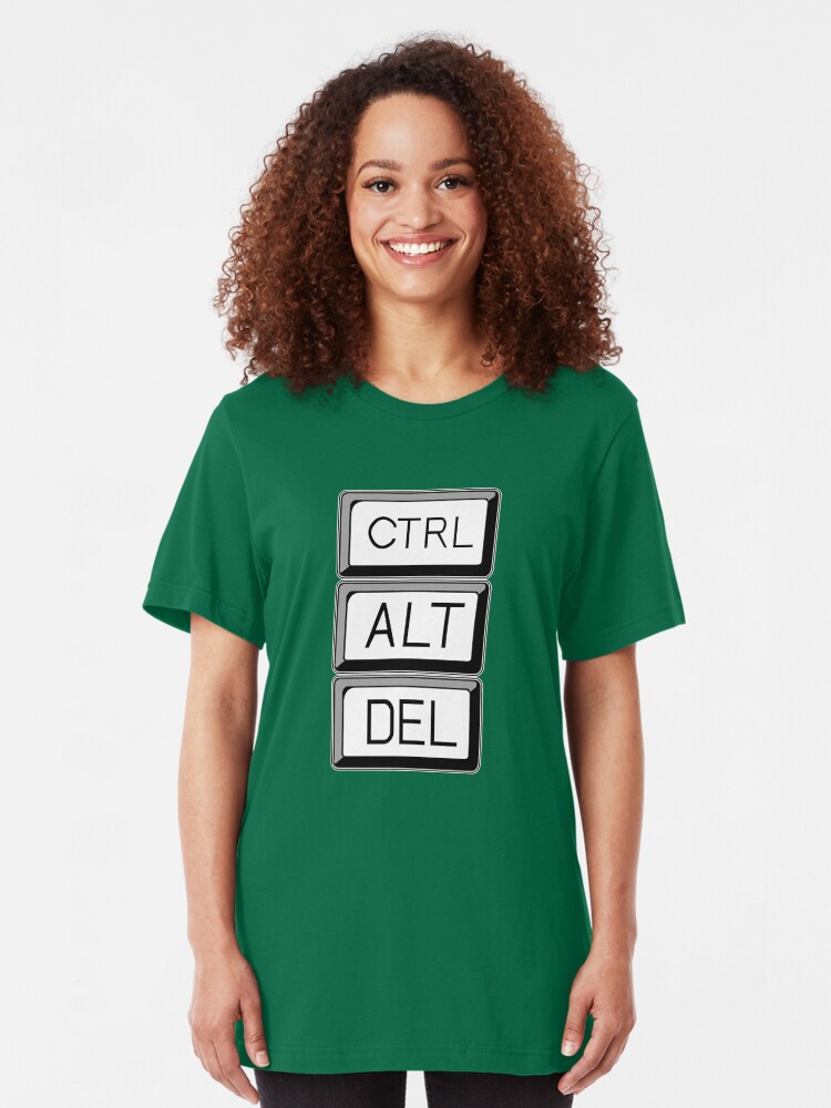 Alternate view of Control Alt Delete Computer User Art Slim Fit T-Shirt