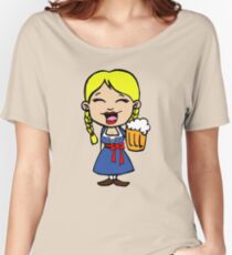 Oktoberfest Dirndl Girl holding Bierkrug lächelnd Prost - Geschenkidee Loose Fit T-Shirt