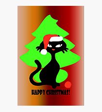 Cute Retro Catty christmas card Photographic Print