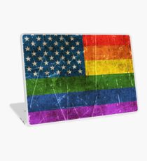 Vintage Aged and Scratched Gay Pride Rainbow American Flag Laptop Skin