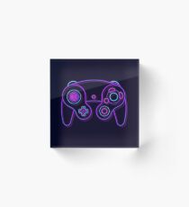 Neon Game Cube Controller Acrylic Block