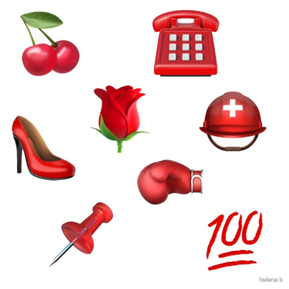 "Red Emoji Stickers 1" by helena b Redbubble