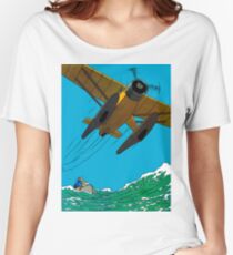 Tintin Airplane Print Women's Relaxed Fit T-Shirt