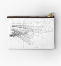 escalator of center pompidou, white and black, lines drawing Studio Pouch