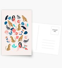Tropical girls and Cheetah Postcards