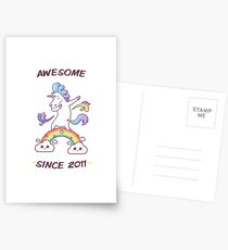 Awesome Since 2011 - Dabbing Unicorn - 7th Birtday Postcards