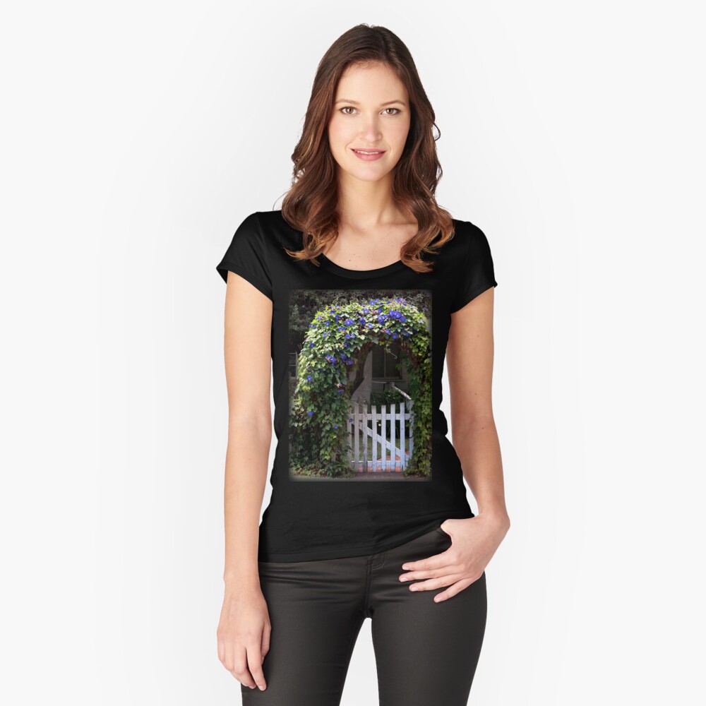 Morning Glory Gate from A Gardener's Notebook Fitted Scoop T-Shirt