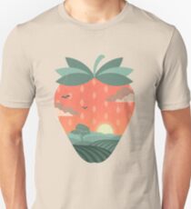 Camiseta ajustada campos de fresas