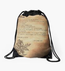 "Love is" Bible verse 1Cor:13 Drawstring Bag