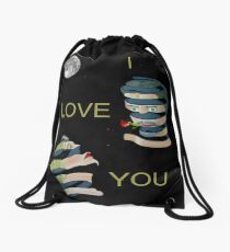 I LOVE YOU two heads Drawstring Bag