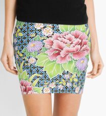 Kimono Blumenstrauß Brokat Minirock