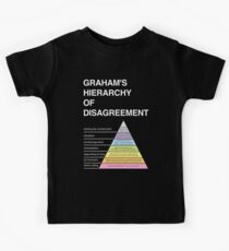 Graham's Hierarchy of Disagreement How to disagree pyramid diagram funny philosophy fallacies on black background Kids Tee
