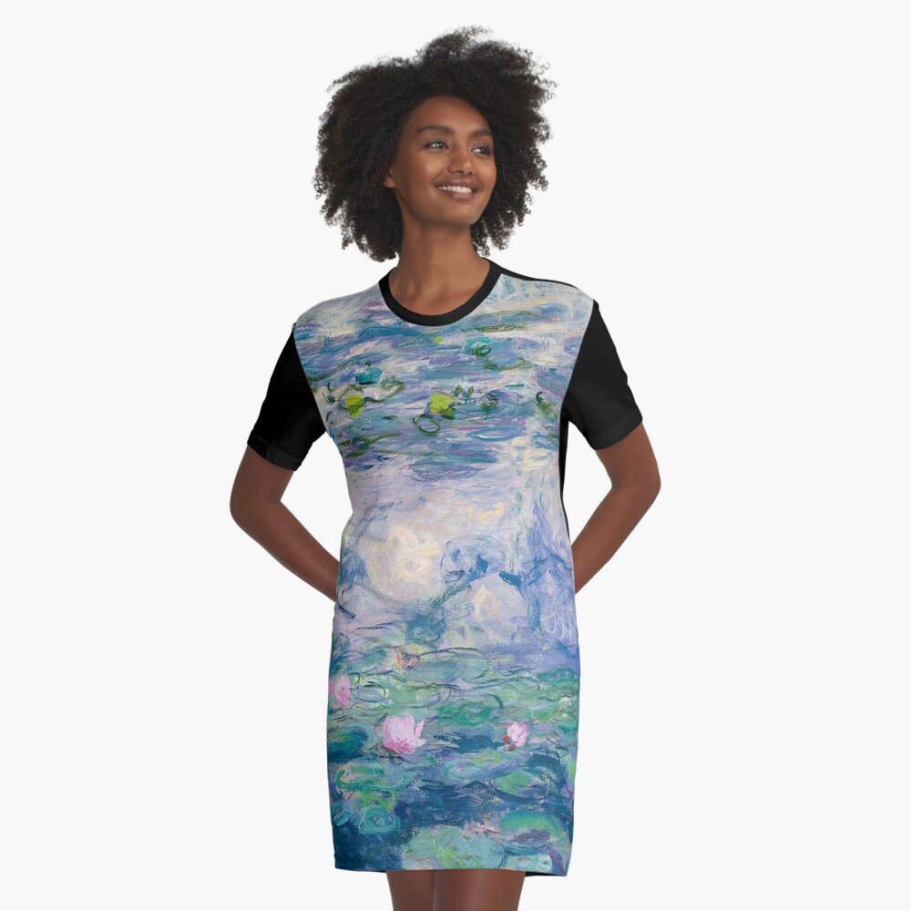 Water Lilies Claude Monet Fine Art Graphic T-Shirt Dress