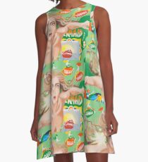 Mermaid Pinball Oil Painting Pattern A-Line Dress