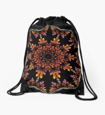 Stained Glass Wings Kaleidoscope 01 Drawstring Bag