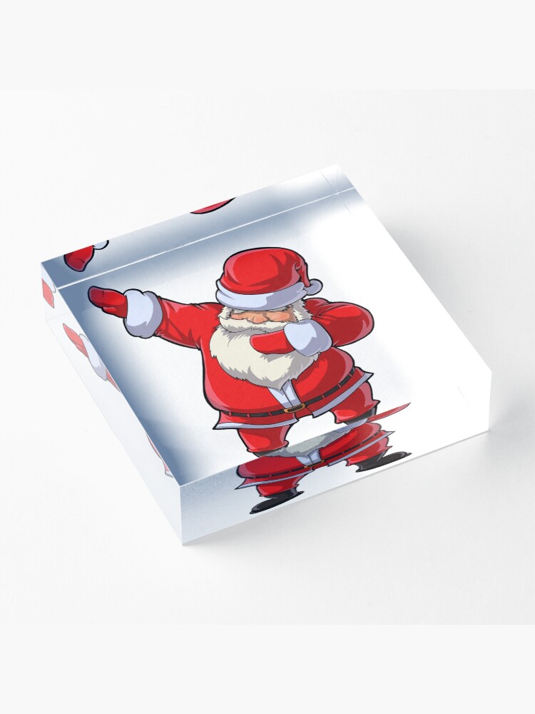 Alternate view of Dabbing Santa T Shirt Claus Christmas Funny Dab X-mas Gifts Kids Boys Girls Youth Acrylic Block