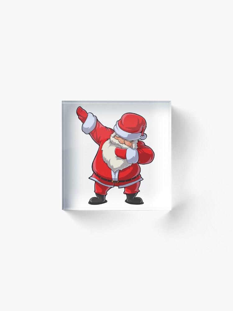 Alternate view of Dabbing Santa T Shirt Claus Christmas Funny Dab X-mas Gifts Kids Boys Girls Youth Acrylic Block