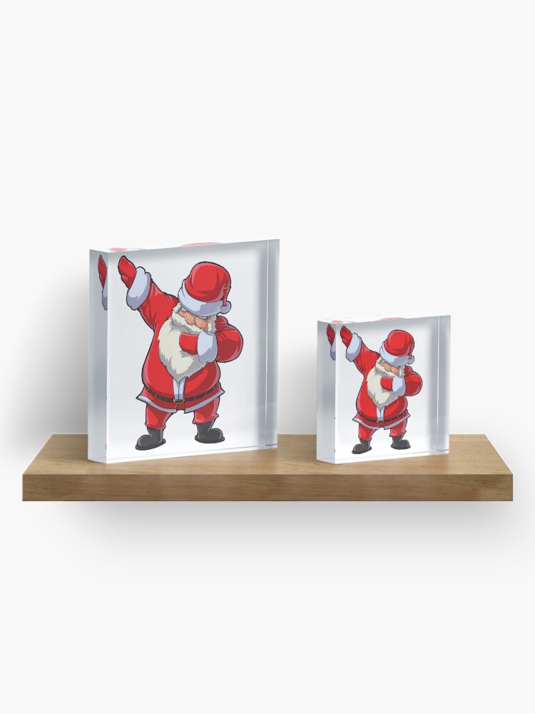 Alternate view of Dabbing Santa T Shirt Claus Christmas Funny Dab X-mas Gifts Kids Boys Girls Youth Acrylic Block