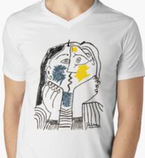 Pablo Picasso Kiss 1979 Artwork Reproduction For T Shirt, Framed Prints Men's V-Neck T-Shirt