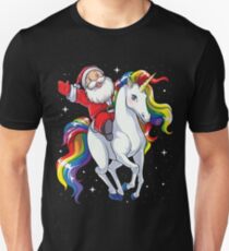 Sankt-ReitEinhorn-T-Shirt Weihnachtsgeschenk-Regenbogen-Raum-WeihnachtsT-Shirt Geschenk-Ideen Unisex T-Shirt