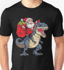 Santa Riding Dinosaur T rex T Shirt Christmas Gifts X-mas Kids Boys Girls Man Women Unisex T-Shirt