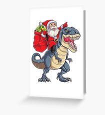 Sankt-Reitdinosaurier T rex T-Shirt Weihnachtsgeschenke Weihnachtsmänner Jungen-Mädchen Mann-Frauen Grußkarte