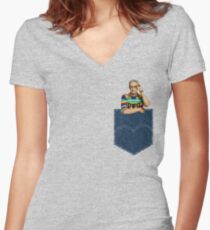 Pocket Jeff Goldblum Women's Fitted V-Neck T-Shirt
