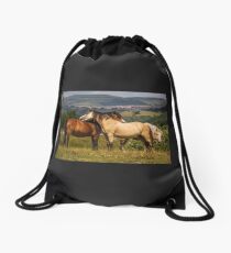 Horses at Play Drawstring Bag
