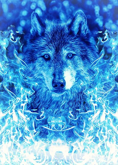 Póster «Lobo de llamas azules» de DCornel | Redbubble
