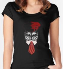 Pilot Cat Red Tie Kitty Women's Fitted Scoop T-Shirt