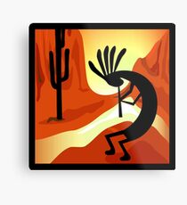 Kokopelli Desert Sunset Metal Print