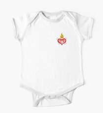 Heart Bones with Flames and Ribcage (Black Background) One Piece - Short Sleeve