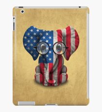Baby Elephant with Glasses and American Flag iPad Case/Skin