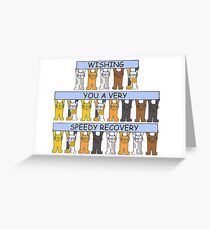 Speedy Recovery Cute Cartoon Cats. Greeting Card