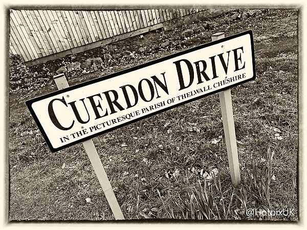 Cuerdon Drive sign, Thelwall, Warrington, Cheshire, WA4 3JU