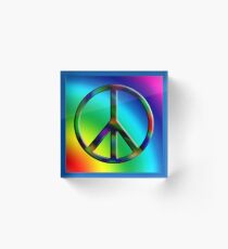 Hippie Rainbow Peace Sign Acrylic Block