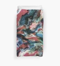 Teal Blue Coral Red Watercolor Swirls Art Pattern Duvet Cover