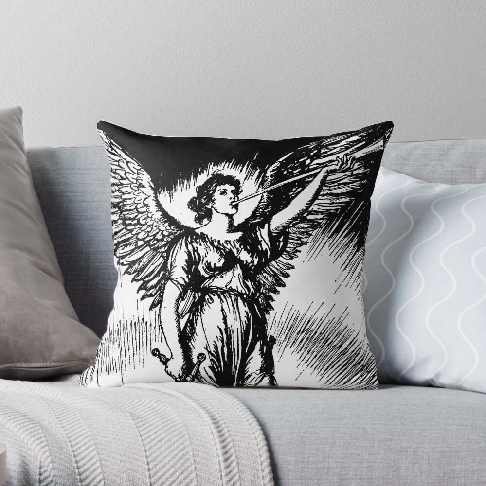 Angel and Slain Skeleton Throw Pillow