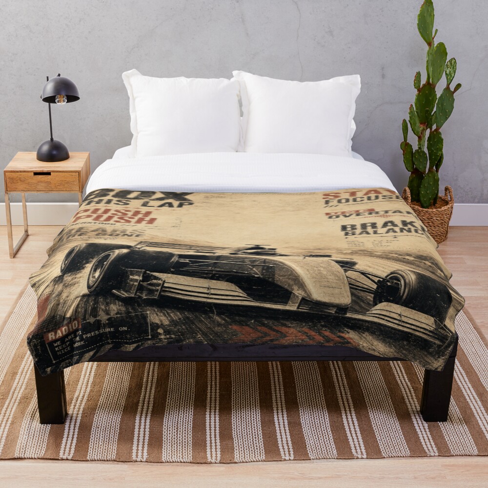 Box This Lap Push Push Open Wheel Racing Poster Art on a throw blanket