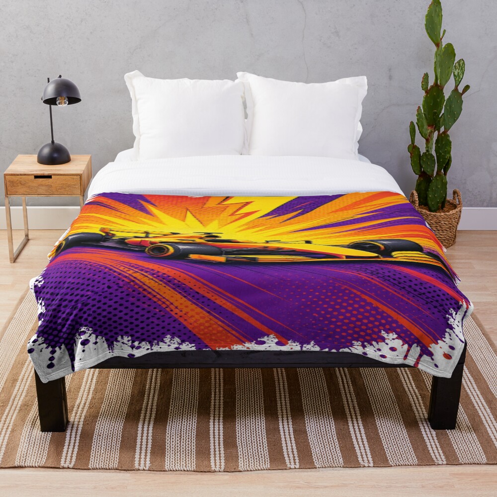 Electric Racing Grand Prix Pop Art Speed Burst on a throw blanket