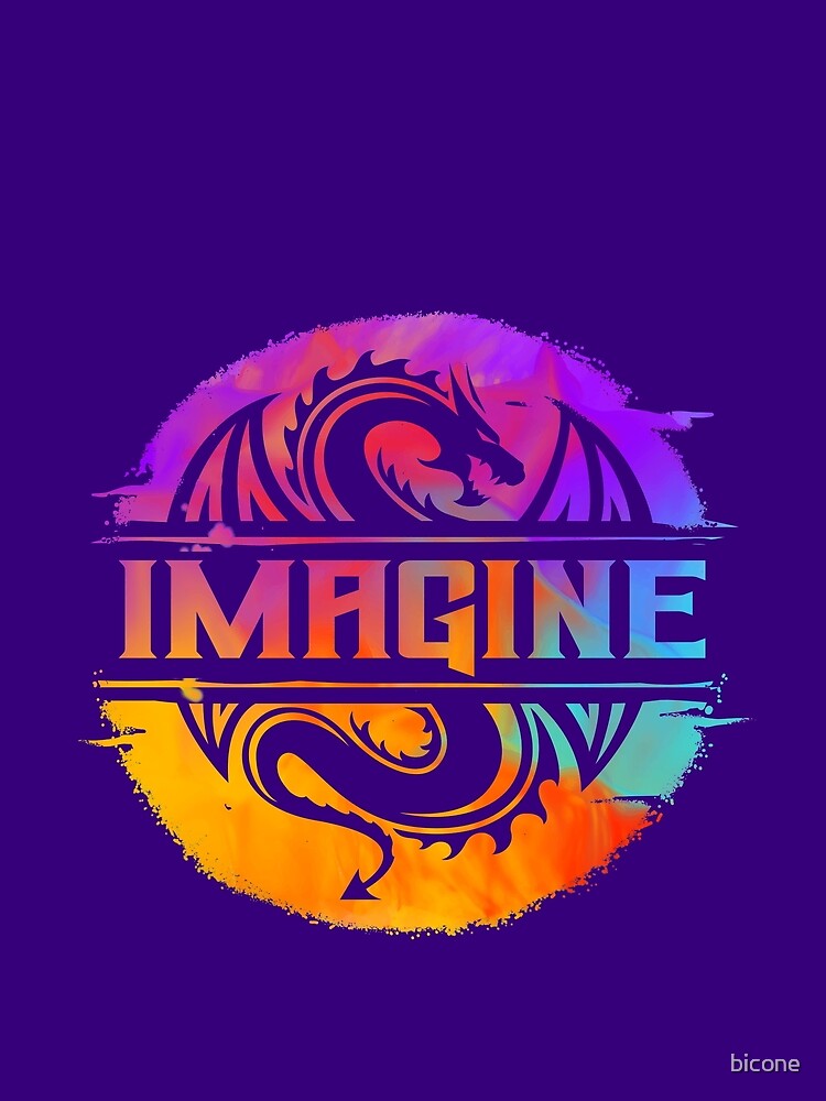 IMAGINE Colorful Watercolour Graphic Dragon by bicone